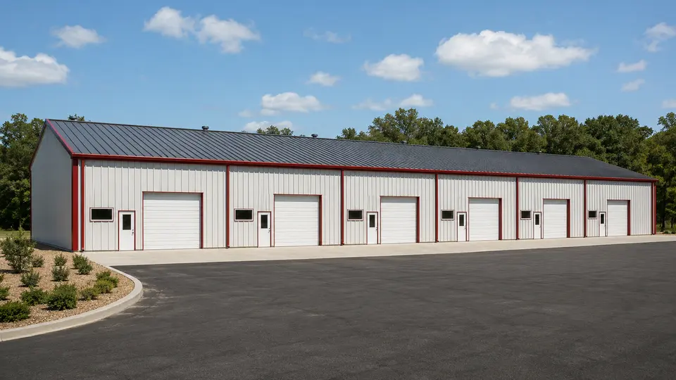 Six-bay commercial steel building planning preset