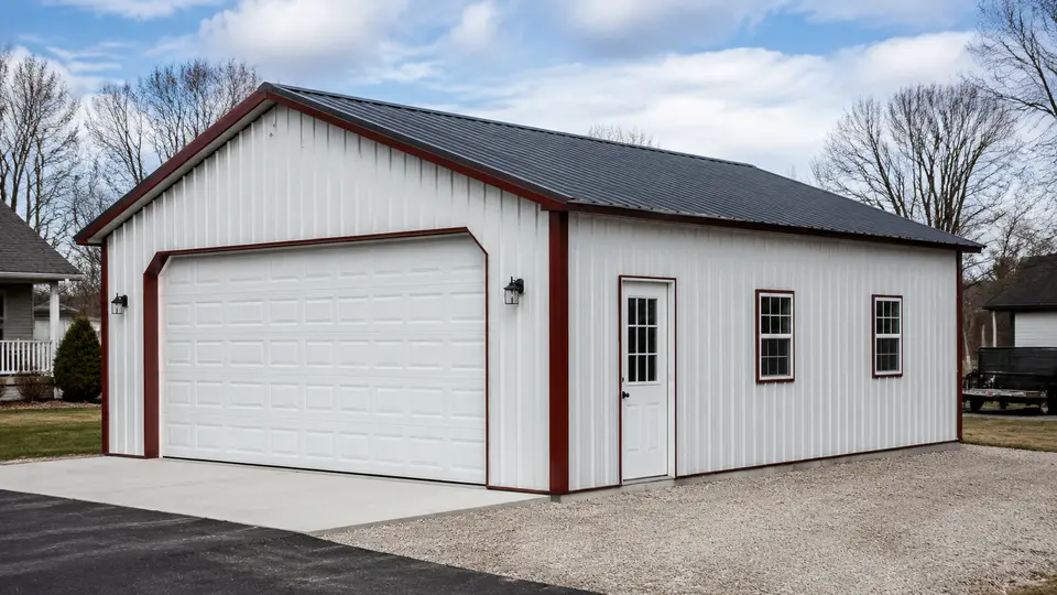 Two-car garage steel building planning preset