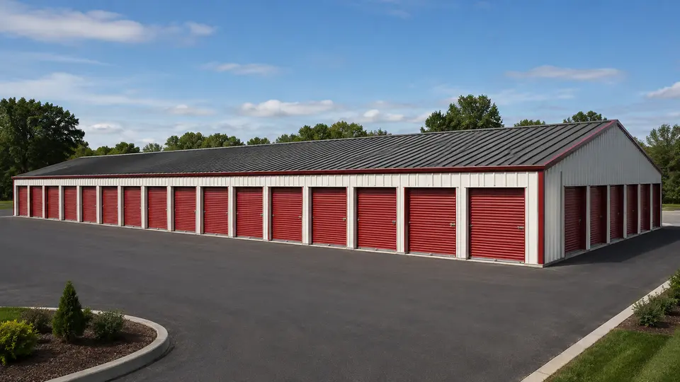 Compact drive-up row steel building planning preset